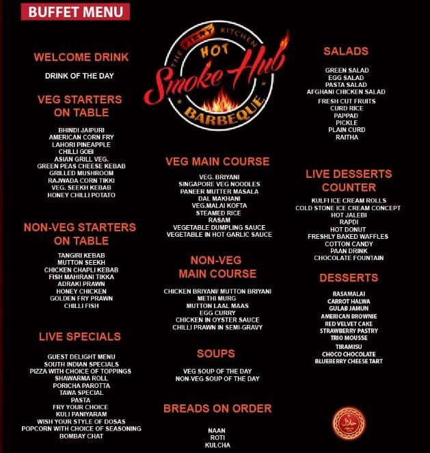 Smoke Hub Barbeque Menu,Menú para Smoke Hub Barbeque, Velachery