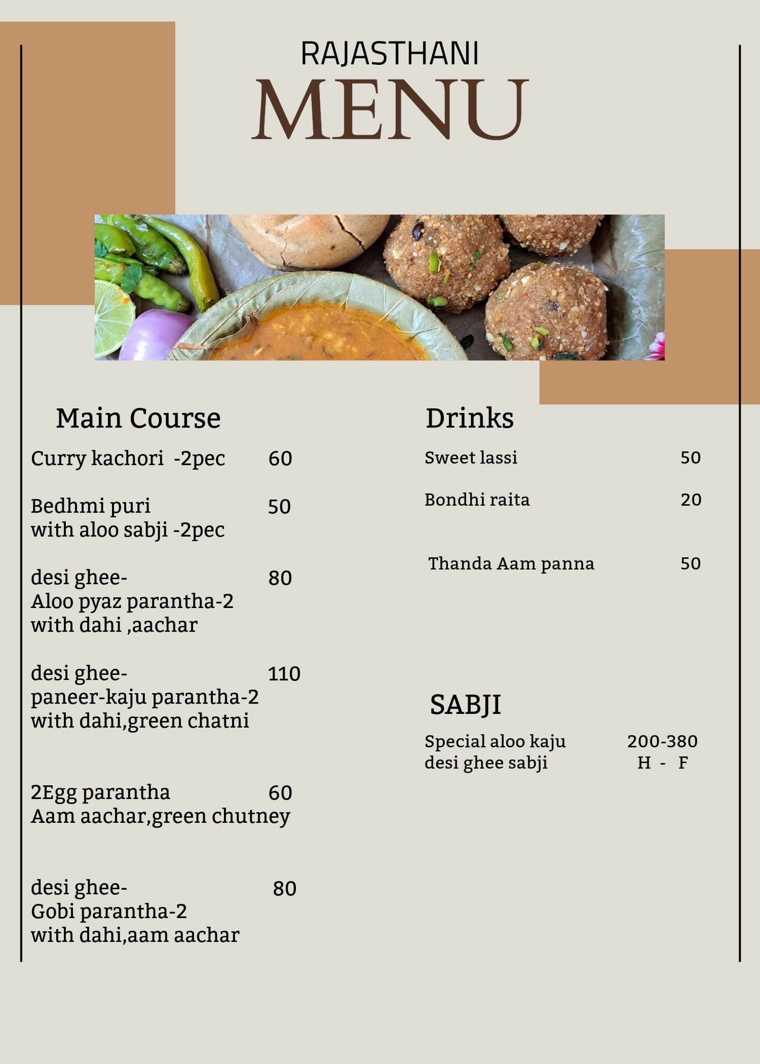 Menu of Food Of Rajasthan, Sector 20, Faridabad