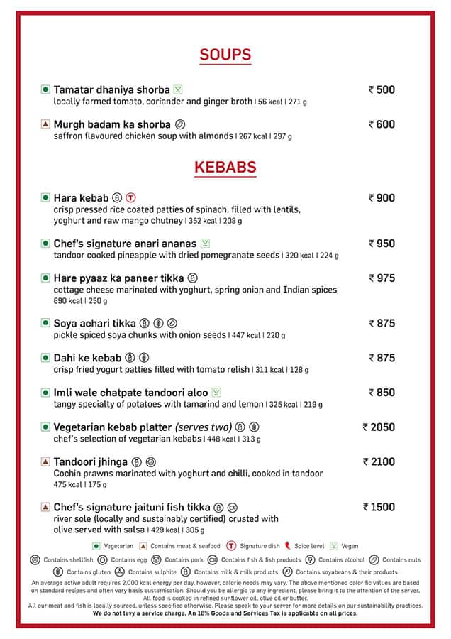 Menu of Saffron Trident Gurgaon, Udyog Vihar, Gurgaon