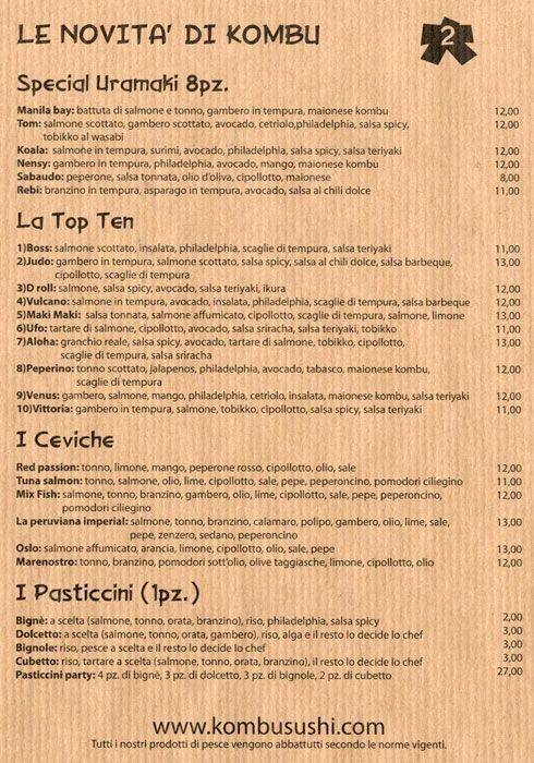 Menu di Kombu 