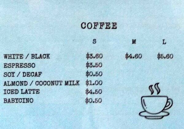 Menu at Lip Cafe., Ivanhoe