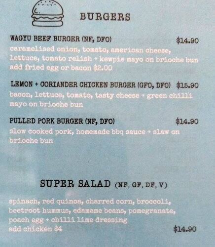 Menu at Lip Cafe., Ivanhoe