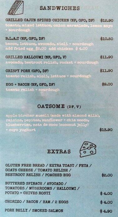 Menu at Lip Cafe., Ivanhoe