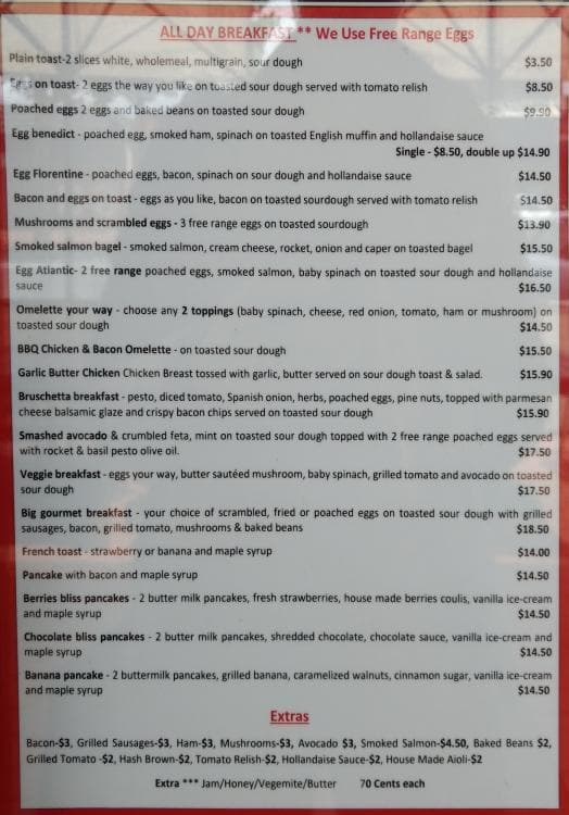 Jaffa Espresso Bar Menu, Menu for Jaffa Espresso Bar, Werribee