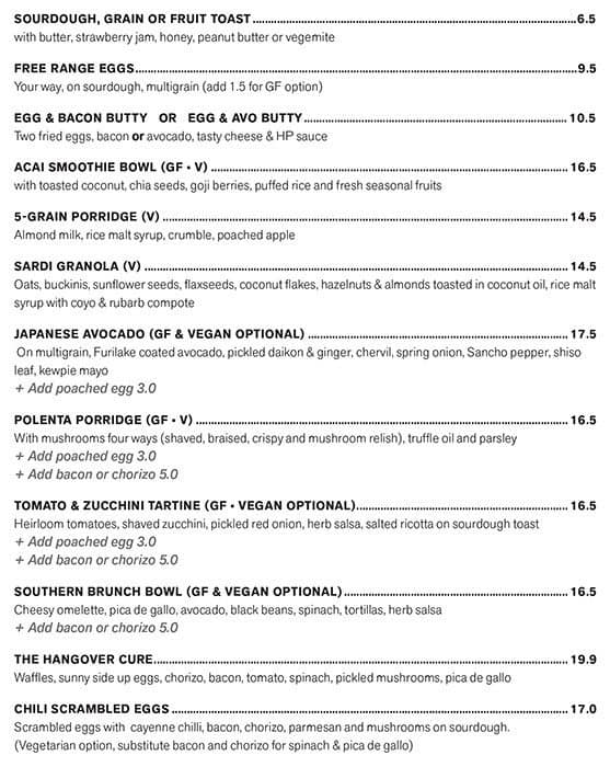 Sardi Menu, Menu untuk Sardi, Hawthorn, Melbourne Urbanspoon/Zomato