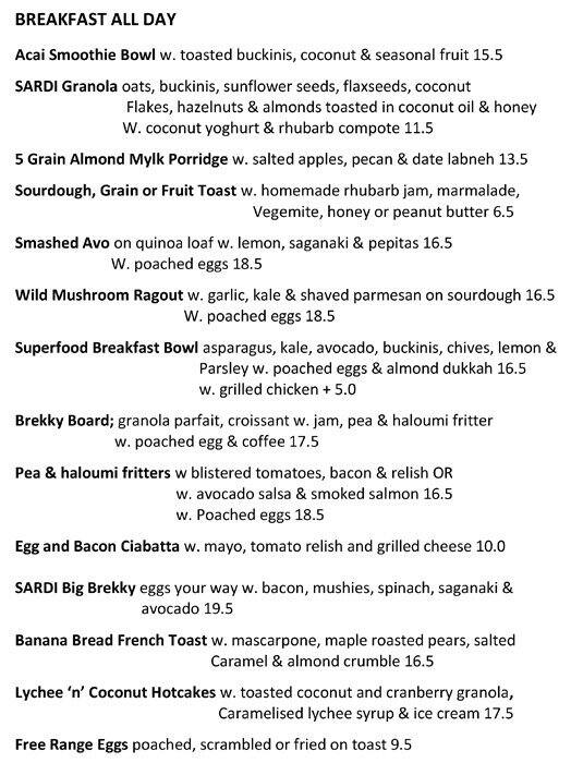 Sardi Menu, Menu for Sardi, Hawthorn, Melbourne Urbanspoon/Zomato