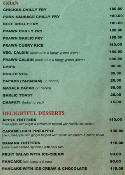 Dinha's Restaurant menu