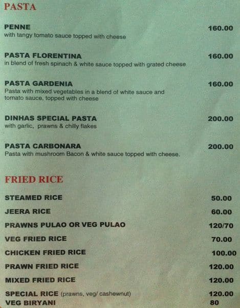 Dinha's Restaurant menu