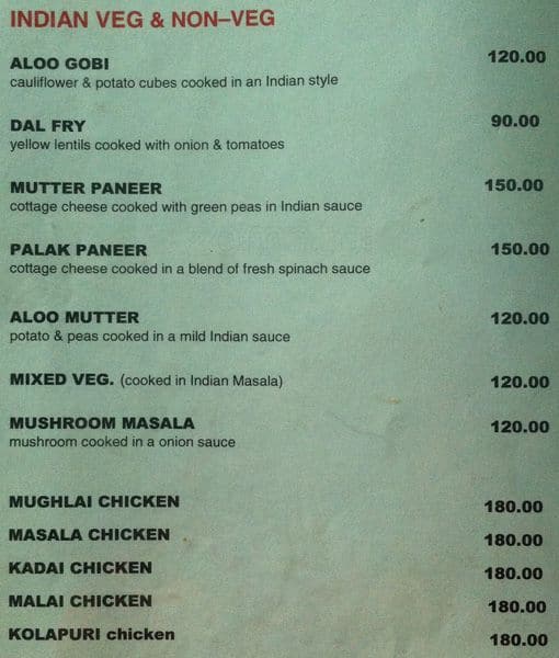 Dinha's Restaurant menu