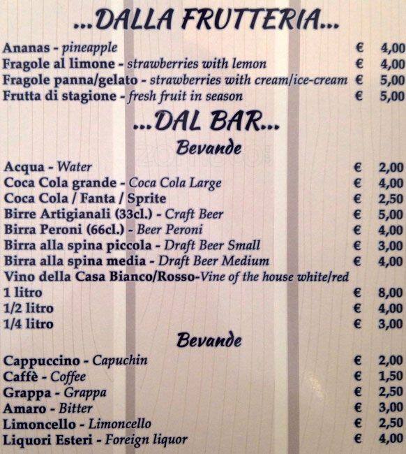Menu di Ristorante Al Vecchio Galeone 