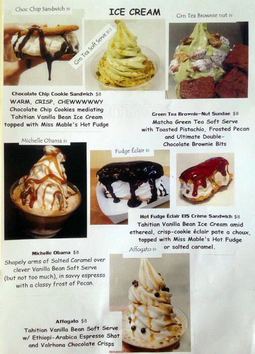 ChikaLicious Dessert Bar Menu, Menu for ChikaLicious Dessert Bar, East