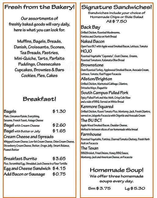 Rize Cafe and Bakery Menu, Menu for Rize Cafe and Bakery, Fenway
