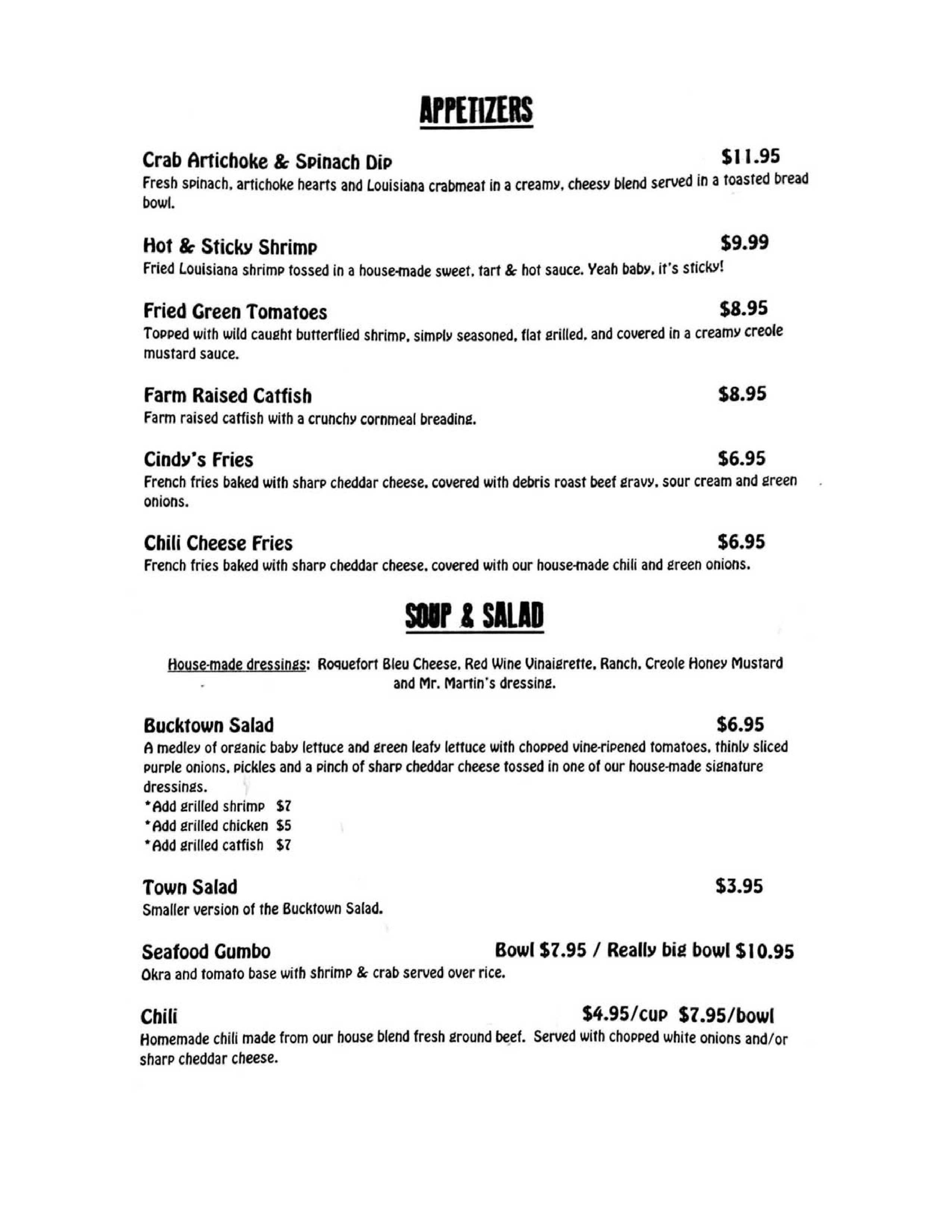 Bucktown Burger & Fish Co. Menu - Urbanspoon/Zomato