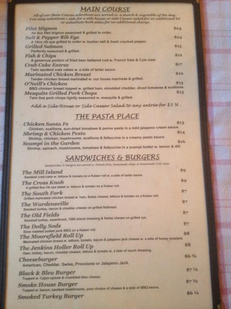 O Neills Menu Menu For O Neills Moorefield Moorefield