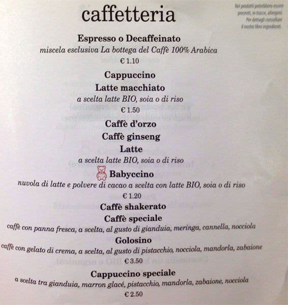 Menu di Od Caffè Mondadori 