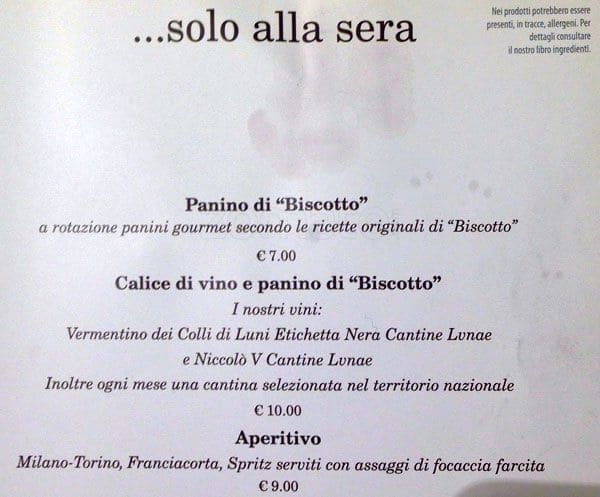 Menu di Od Caffè Mondadori 