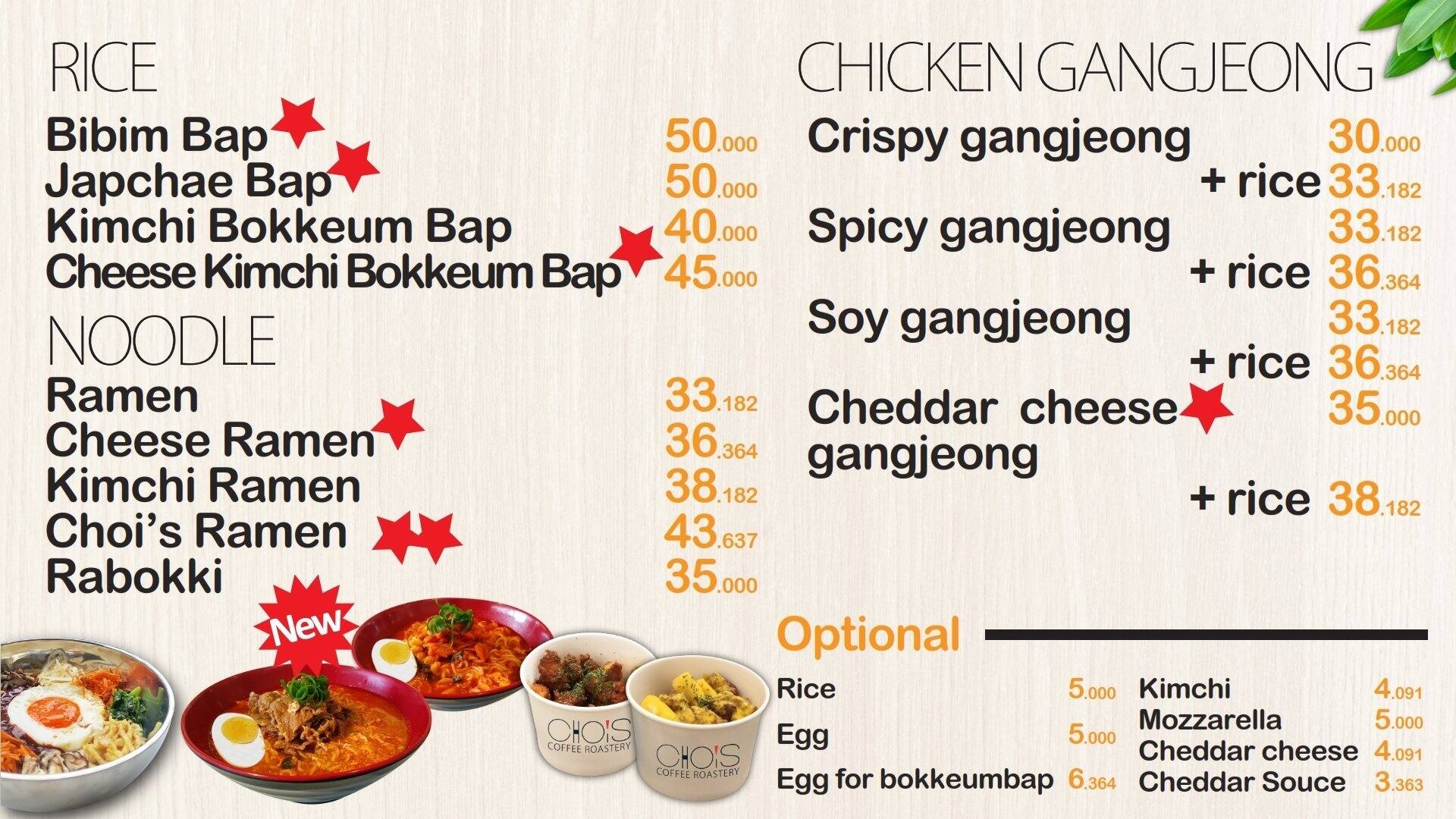 Choi's K-Food Menu, Menu For Choi's K-Food, Pondok Aren 