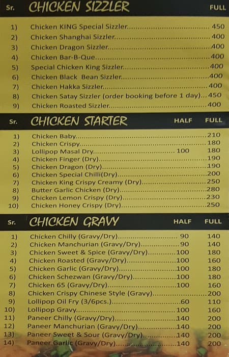 Menu at King Chinese & Kebab, Mumbai