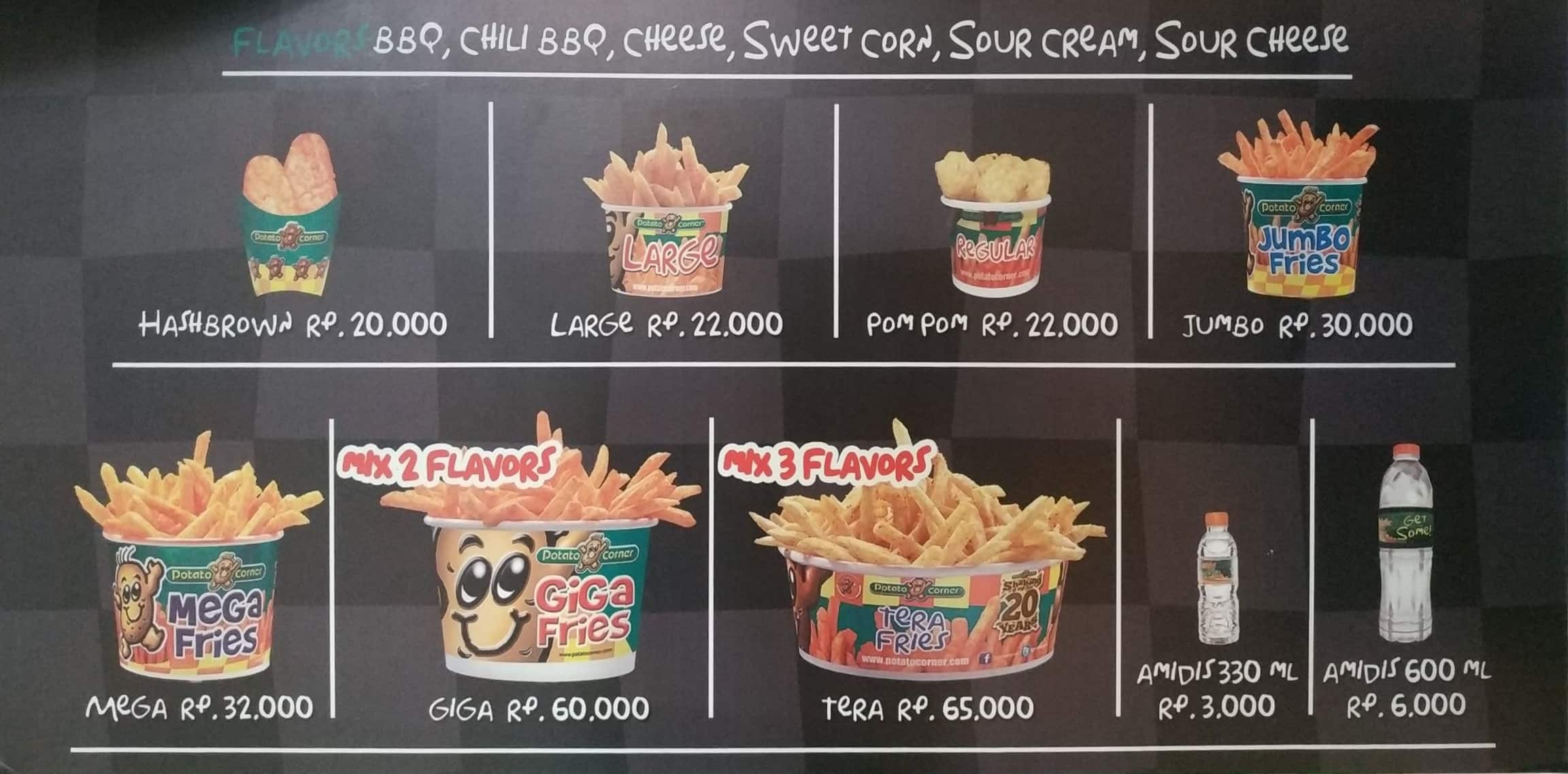 Potato Corner Menu, Menu for Potato Corner, Tebet, Jakarta