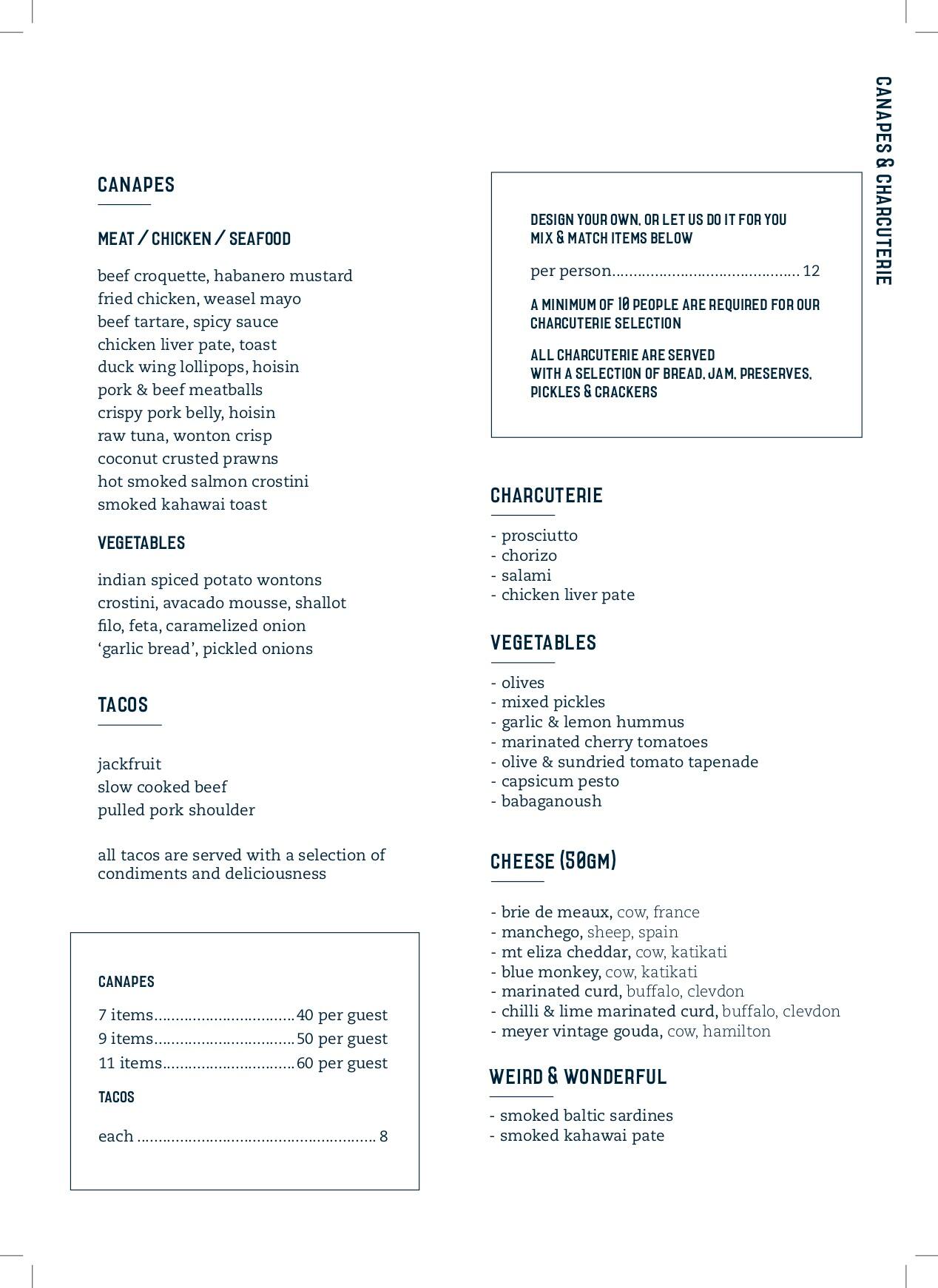 Menu at Mr. Pickles restaurant, Hamilton