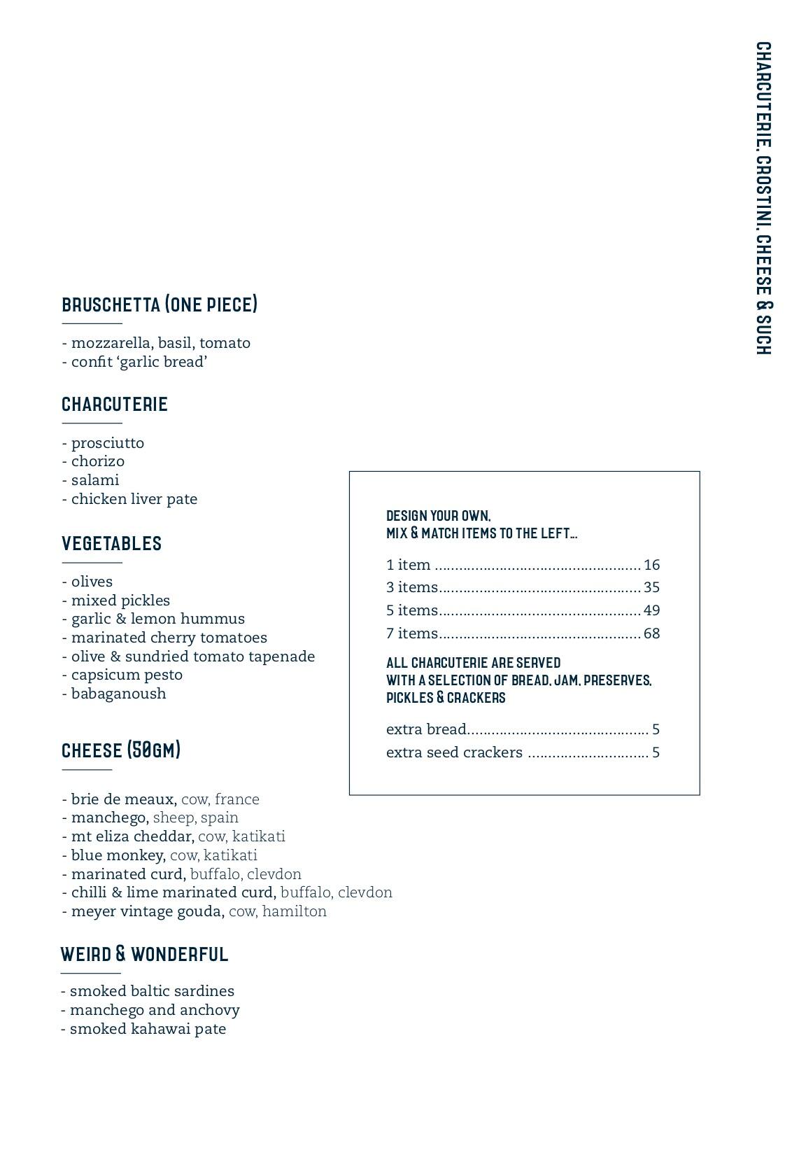 Menu at Mr. Pickles restaurant, Hamilton