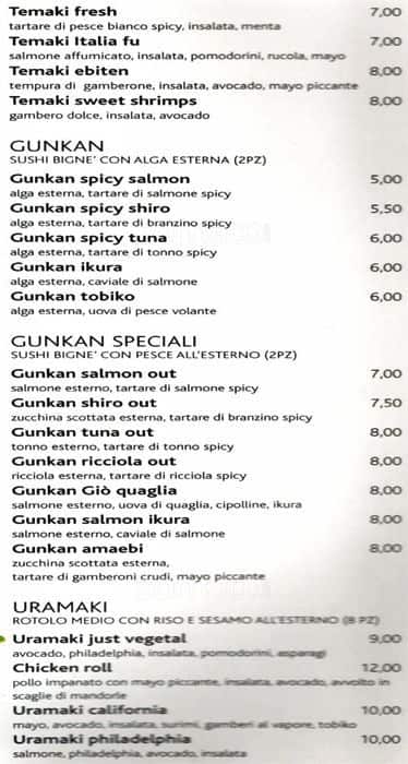 Menu di Wasabi Restaurant 