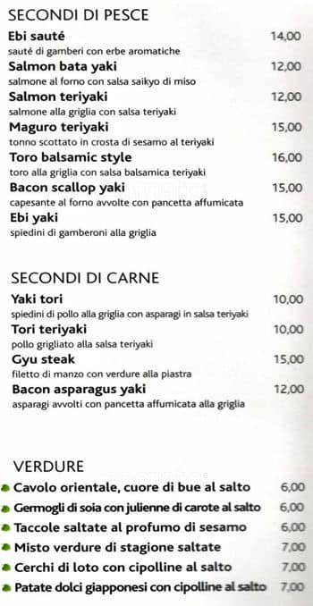 Menu di Wasabi Restaurant 