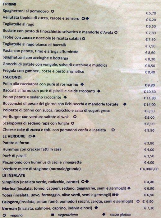 Menu di Valà Banco e Cucina Milano 
