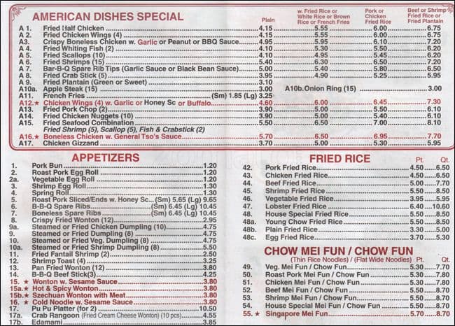 Double Happy Chinese Restaurant Menu Urbanspoonzomato