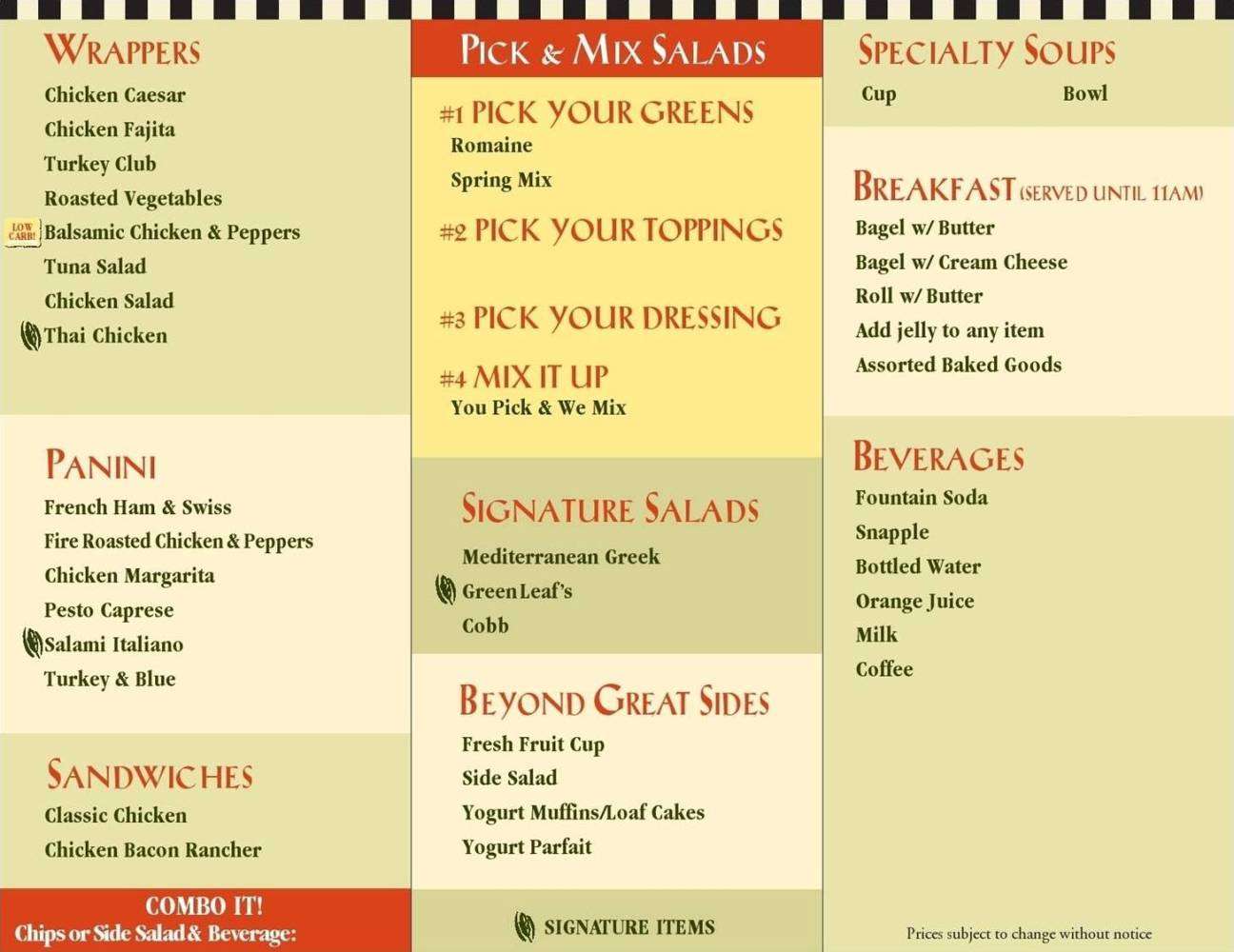 Green Leaf's & Bananas Menu Urbanspoon/Zomato