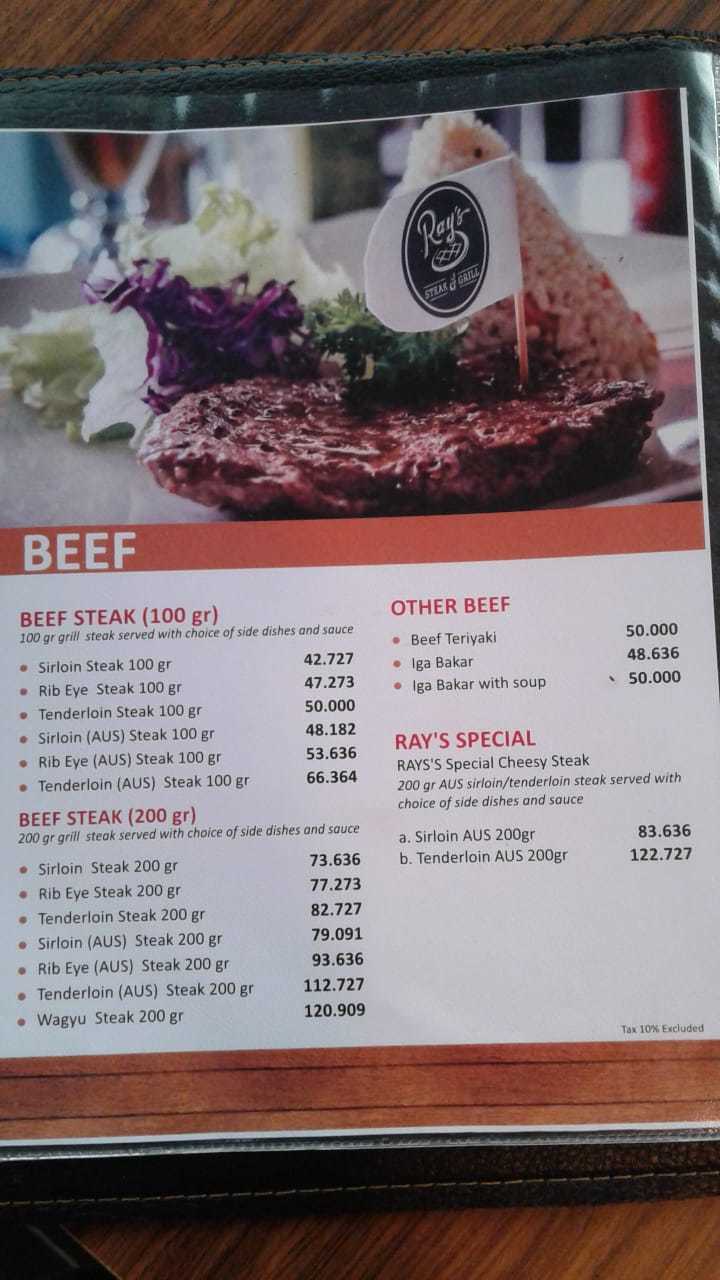 Rays Steak Grill Menu Menu For Rays Steak Grill Beji