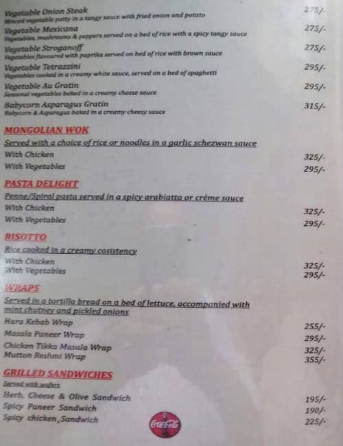 Menu at Amber Cafe, Kolkata, 2C Middleton row