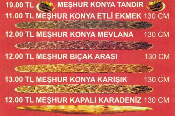 Konya Etli Ekmek Menü, Konya Etli Ekmek, Eryaman, Ankara için Menü