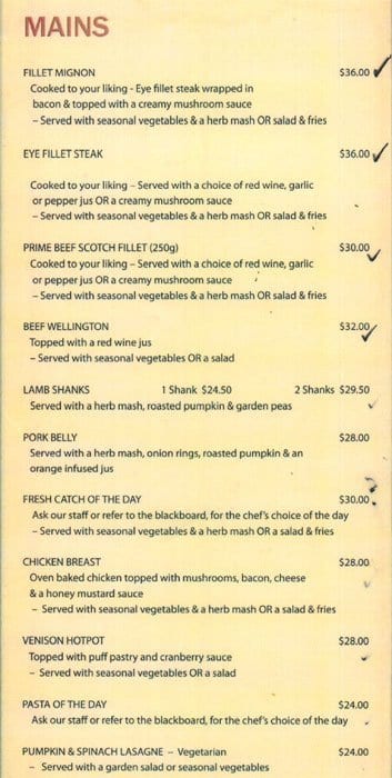 Menu at Country Inn pub & bar, Ramarama