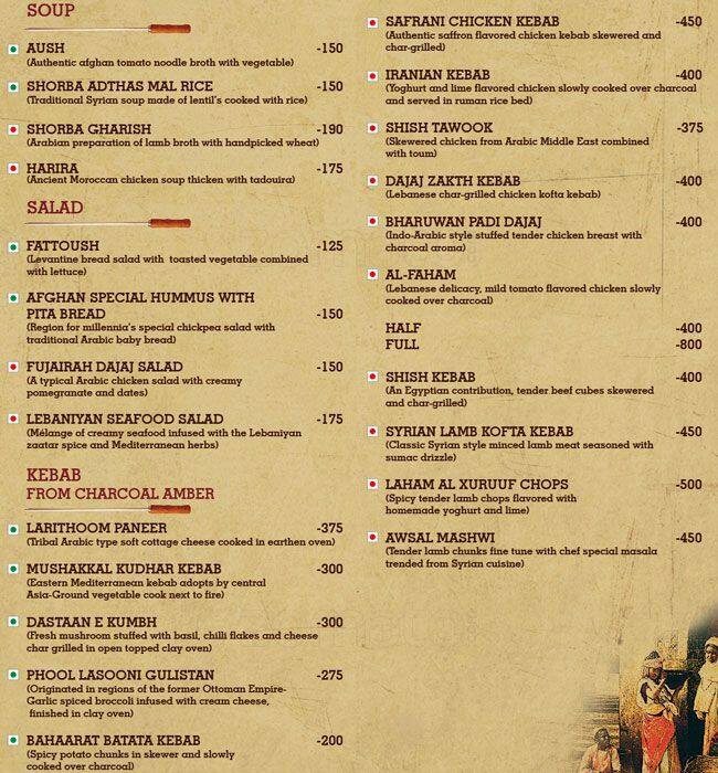 Afghan Menu,Menú para Afghan, Kadavanthra, Kochi Zomato