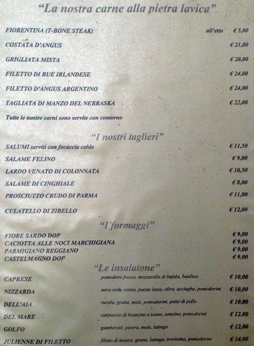 Menu di Boccino 
