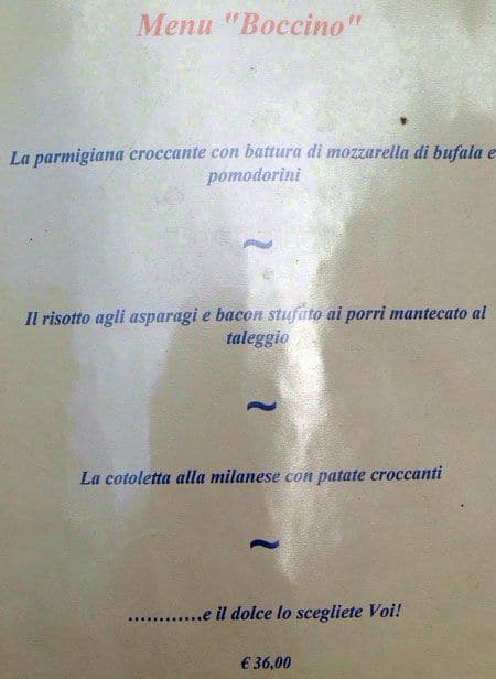 Menu di Boccino 