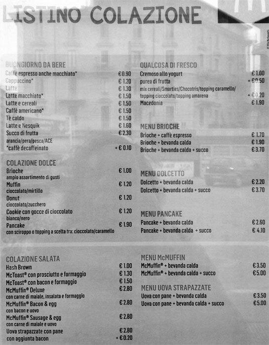 Menu di McCafé 
