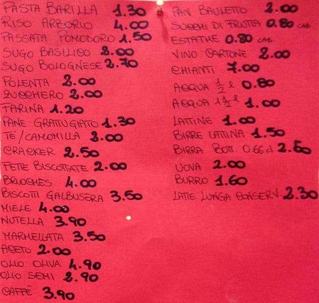 Menu di Pane Pizza Dolci 