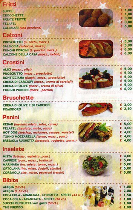 Menu di Pizzaria Luna Caprese 