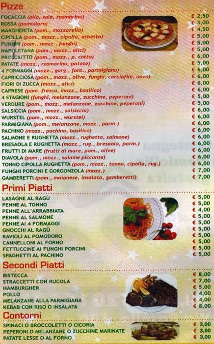 Menu di Pizzaria Luna Caprese 