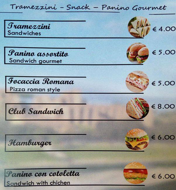 Menu di Bar Circo Massimo 