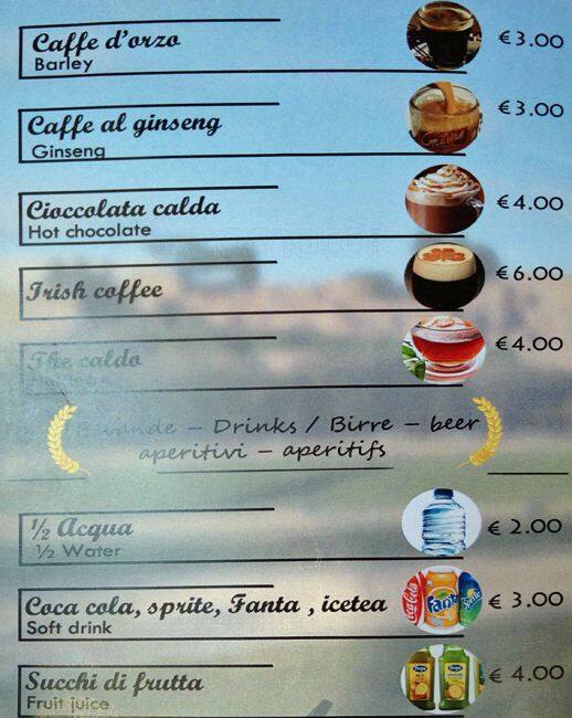 Menu di Bar Circo Massimo 