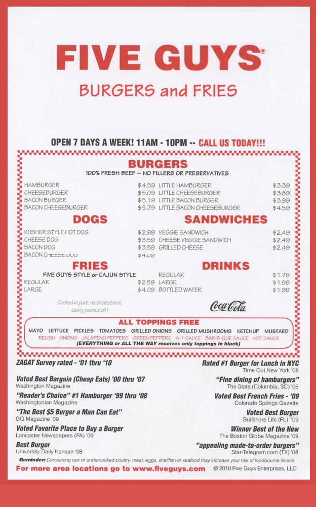 Five Guys Menu Dubai Eat Drink KL Five Guys Dubai Mall Starting 