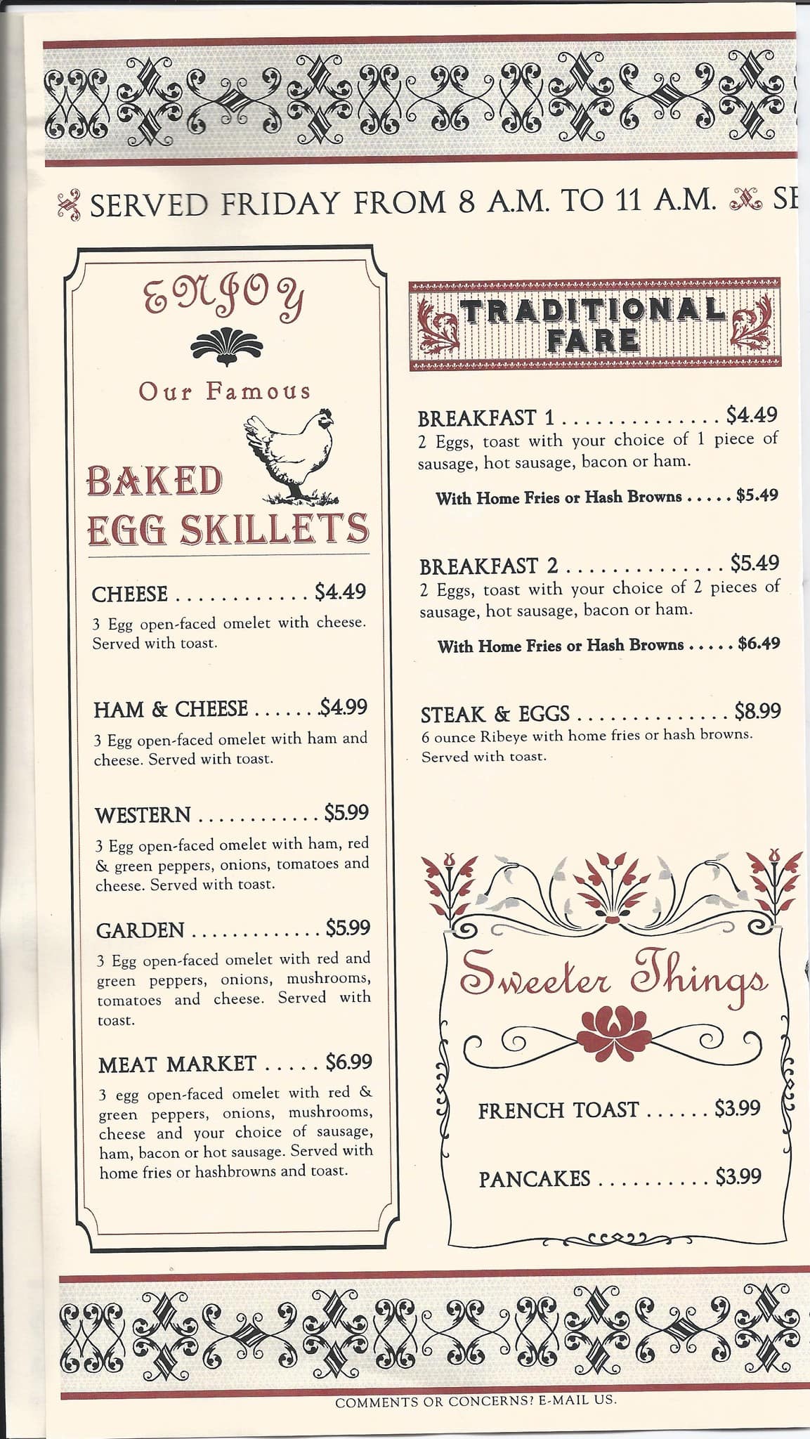 Menu at Uncle Pete's restaurant, Wheeling, 753 Main St