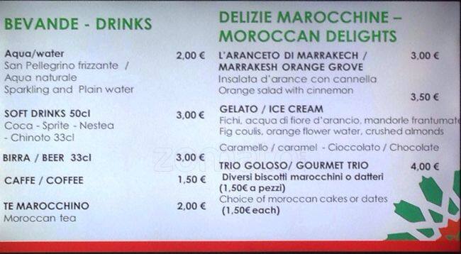 Menu di Delizie Del Marocco 