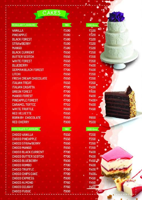 Share more than 76 cake and cream menu - in.daotaonec