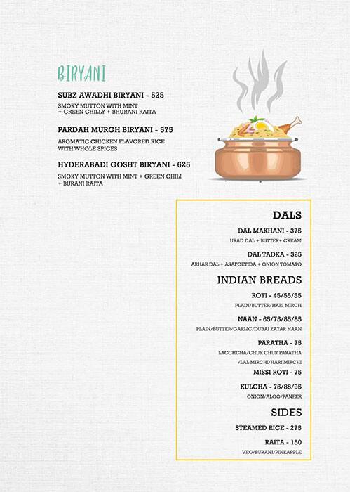 Menu at Chugli, Panchkula