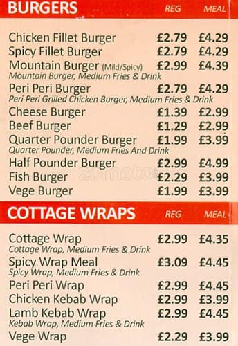 Chicken Cottage Menu Menu For Chicken Cottage Rusholme