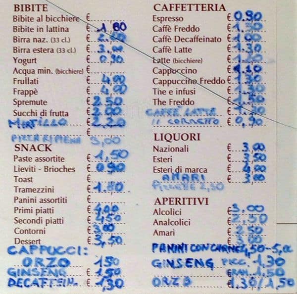 Menu di Cafè Al 339 
